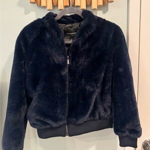 XSP Banana Republic Faux Fur Bomber Jacket - Navy Blue